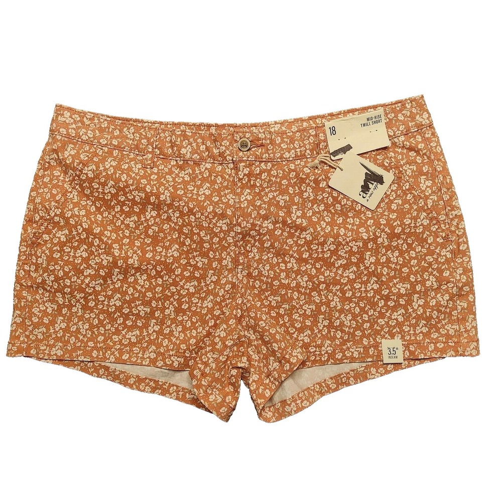 ANA Women Size 18 Perla Floral Mid-Rise Twill 3.5" Shorts NEW